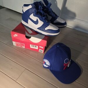 Nike Blue and White High-Top Sneakers with Matching Cap